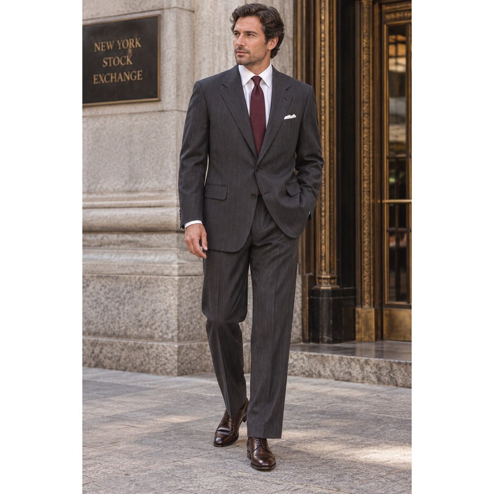 Christian Dior Monsieur Grey Pinstripe Virgin Wool 2 Piece Custom Suit Vintage